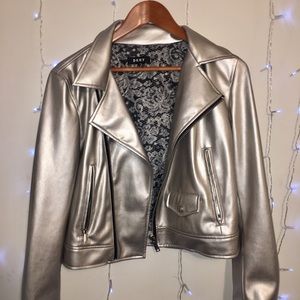 NWOT DNKY METALLIC MOTOJACKET